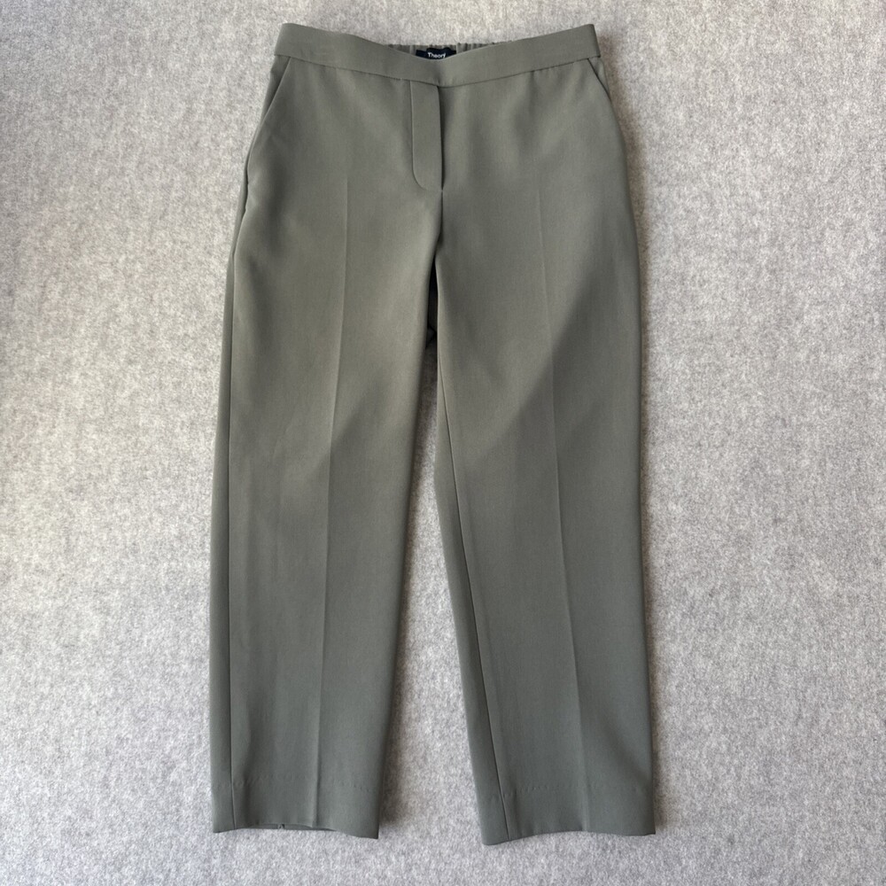 Theory Treeca Pull On Crop Pant Womens 00 Modern Crepe Olive Sage